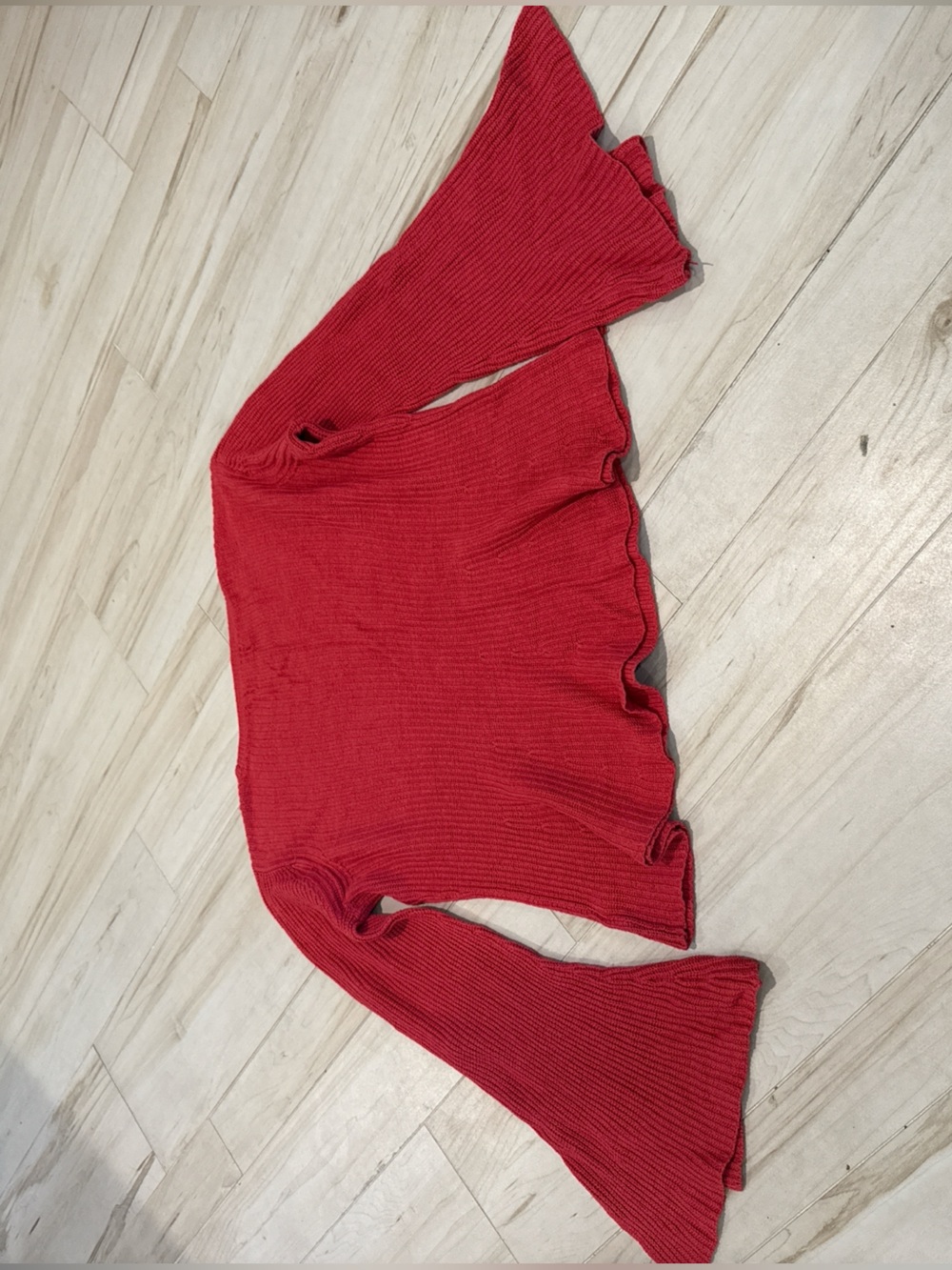 LC Lauren Conrad Coral Ribbed Tie-Sleeve Sweater - Picture 7 of 8
